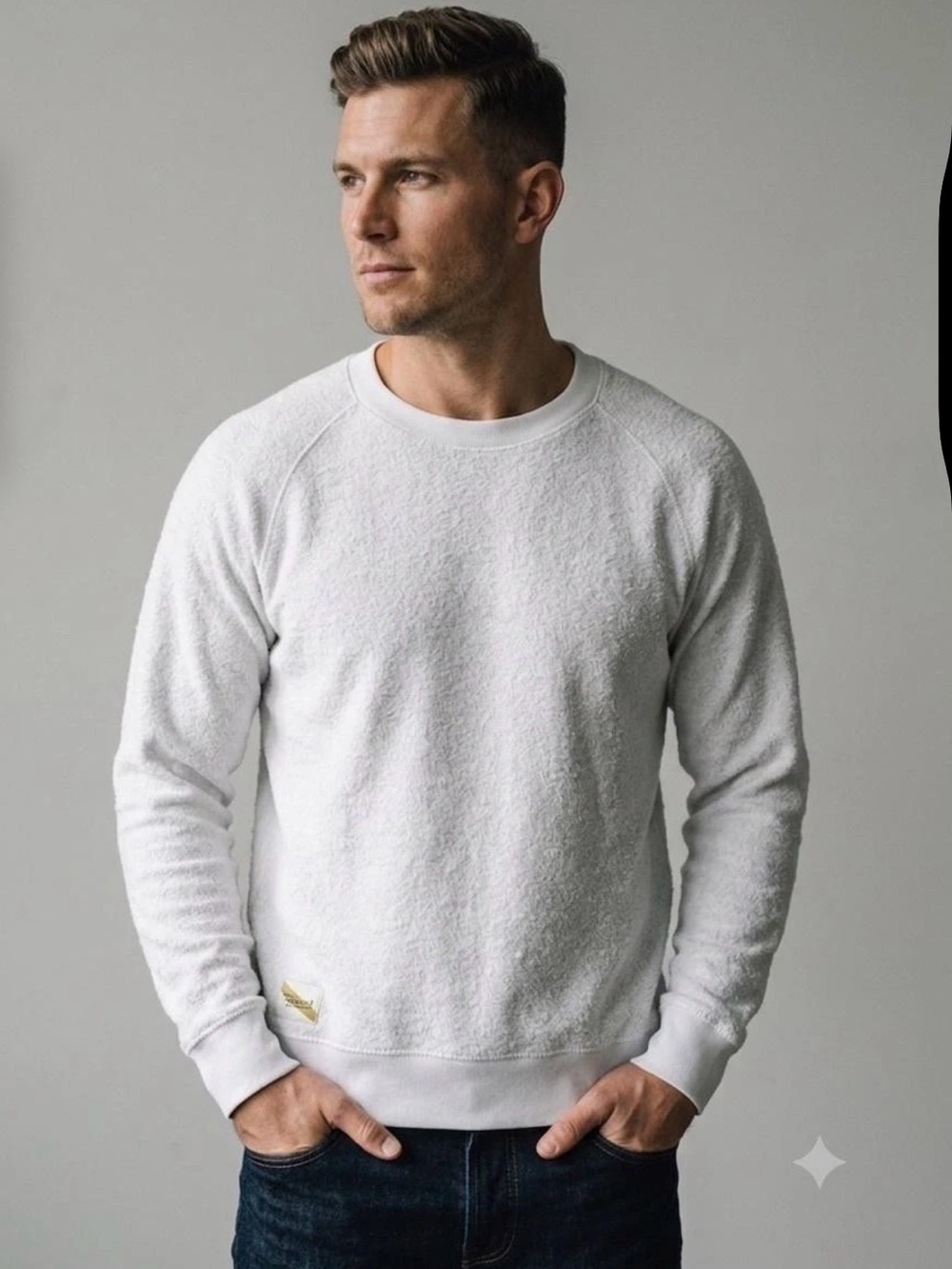 Tracksmith NDO Merino Wool Blend Crewneck Sweatshirt Grey XL Fits M/L Shrunk 24"